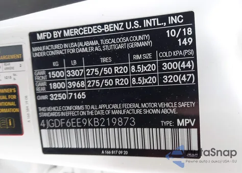 2019 Mercedes-Benz Gls 450 4Matic from USA, damaged, VIN 4JGDF6EE9KB219873